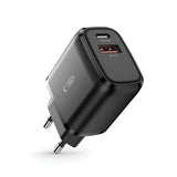 Tech-Protect C20W oplader USB-C PD 20W / USB-A QC 3.0 - sort