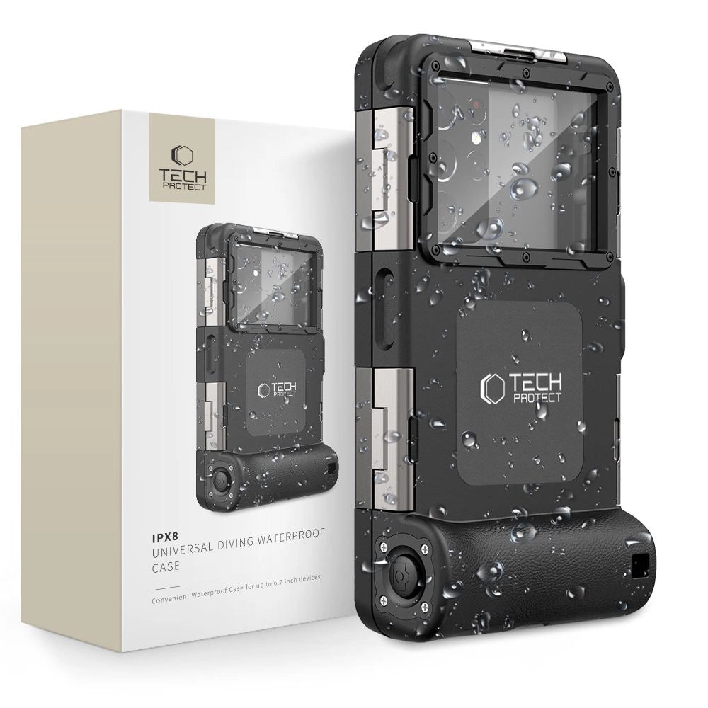 Tech-Protect Waterproof Case IPX8 til 4.7-6.7" Smartphones - sort