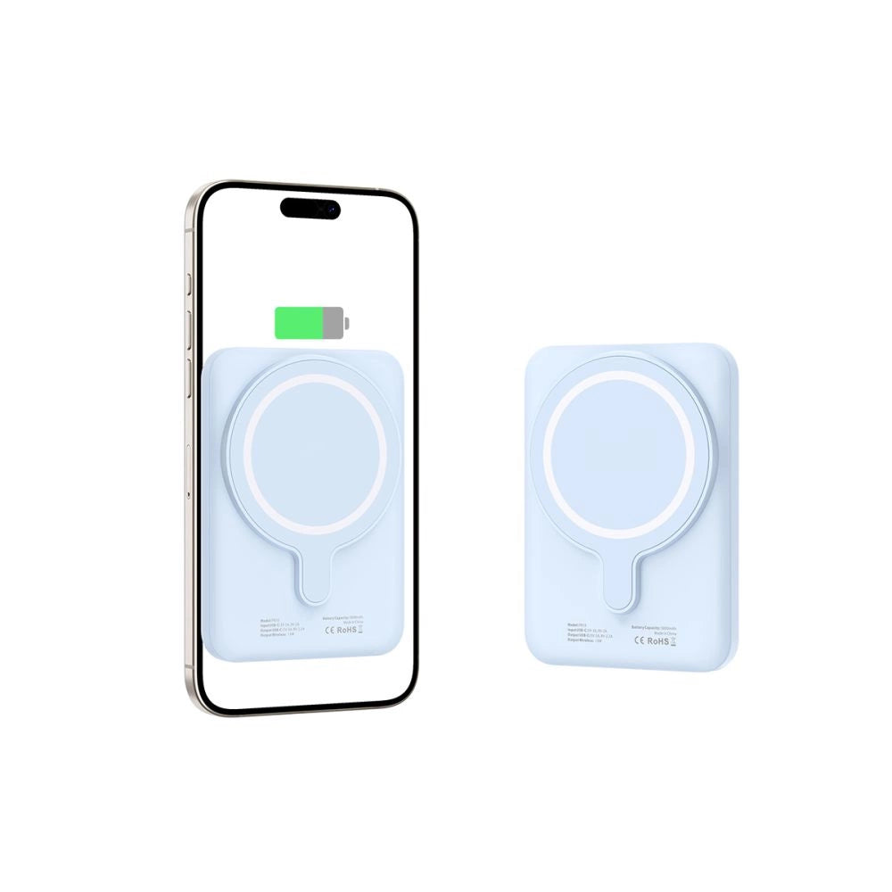 Tech-Protect LifeMag PB10 Powerbank med MagSafe 5000mAh 15W USB-C port - blå + USB-C kabel