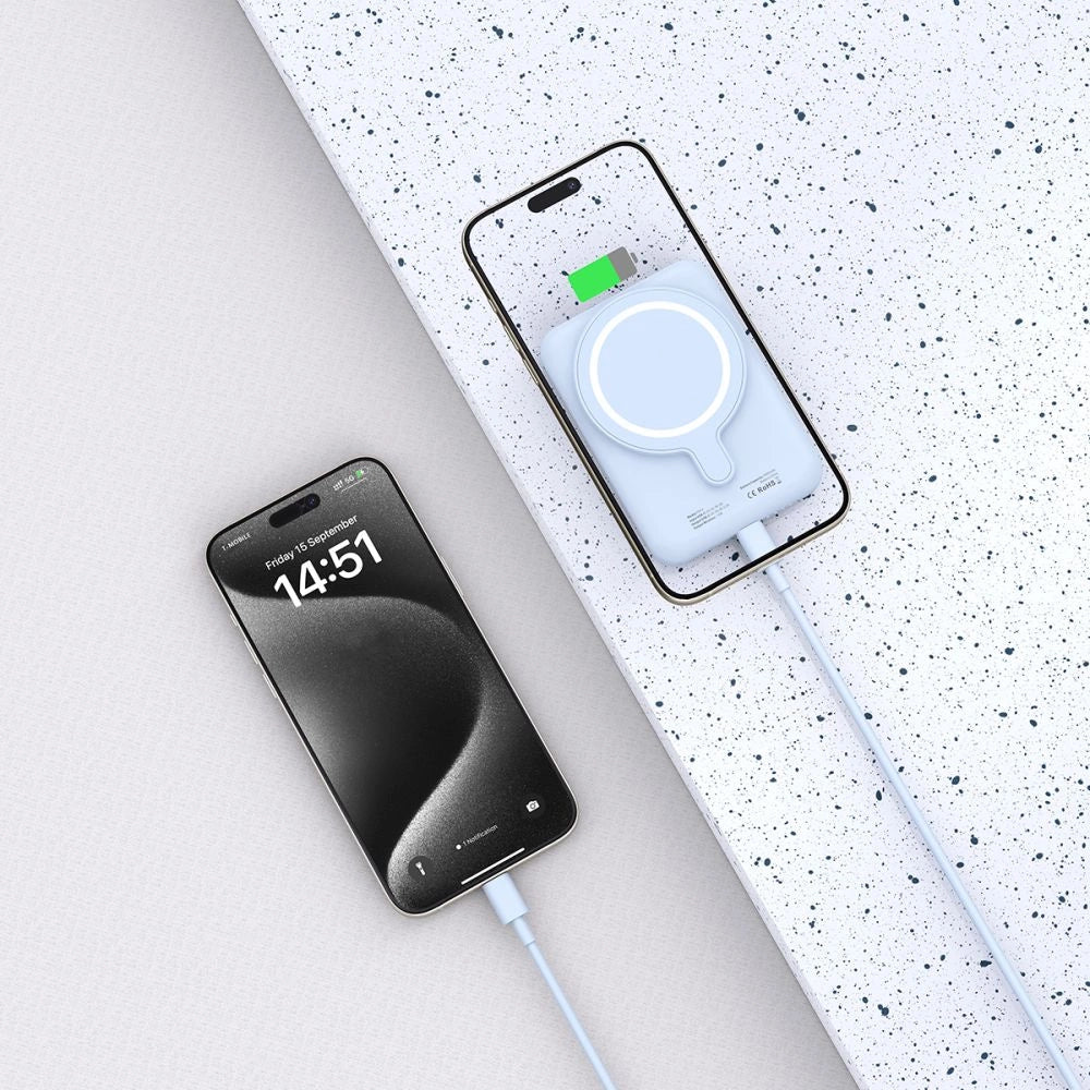Tech-Protect LifeMag PB10 Powerbank med MagSafe 5000mAh 15W USB-C port - blå + USB-C kabel