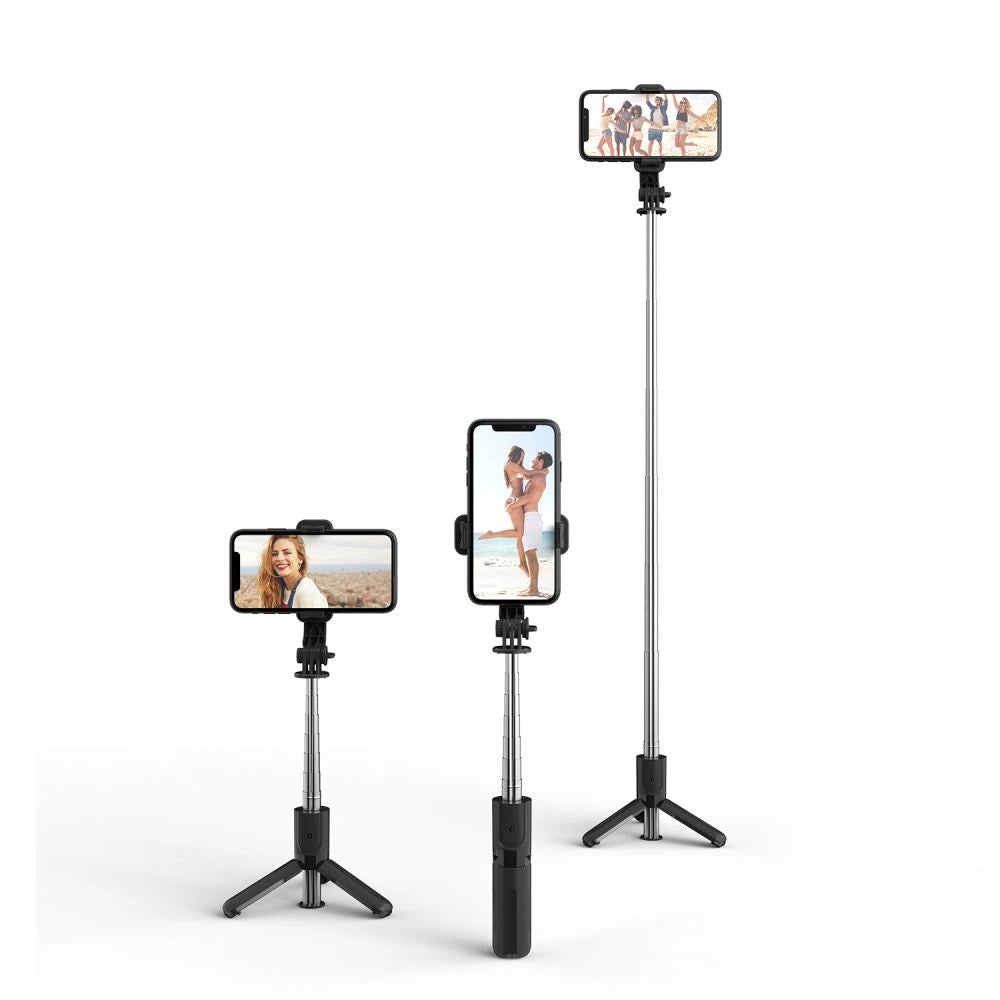 Tech-Protect L02S Bluetooth selfie-stick med stativ op til 72 cm - sort