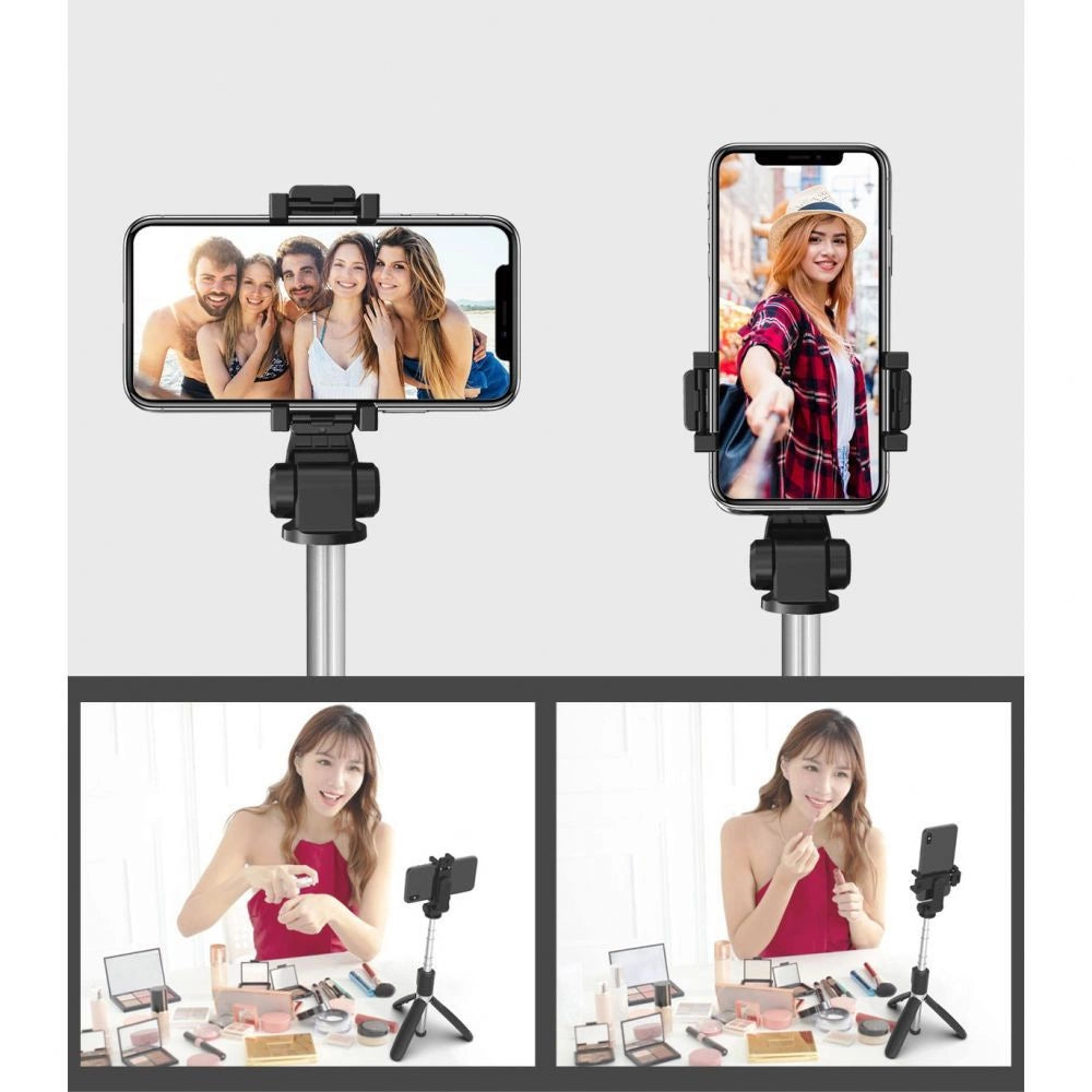 Tech-Protect L02S Bluetooth selfie-stick med stativ op til 72 cm - sort