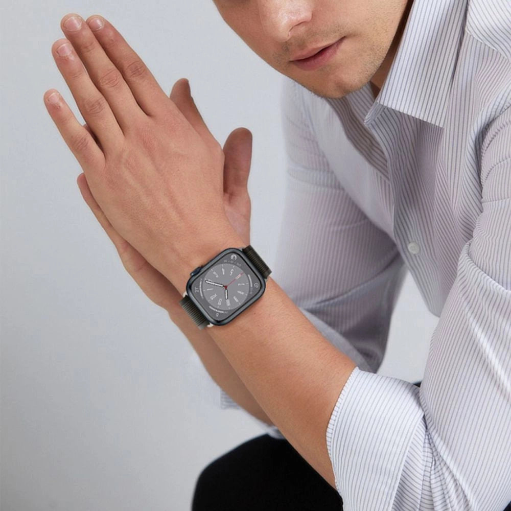 Tech-Protect Nylon Strap til Apple Watch 4/5/6/7/8/9/SE/Ultra 1/2 (42/44/45/49 mm) - sort og orange