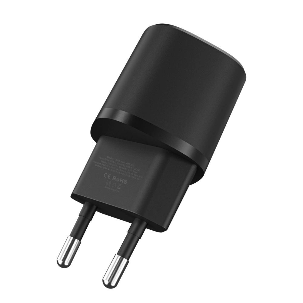 Tech-Protect C20W oplader mini USB-C PD 20W / USB-A QC 3.0 - sort