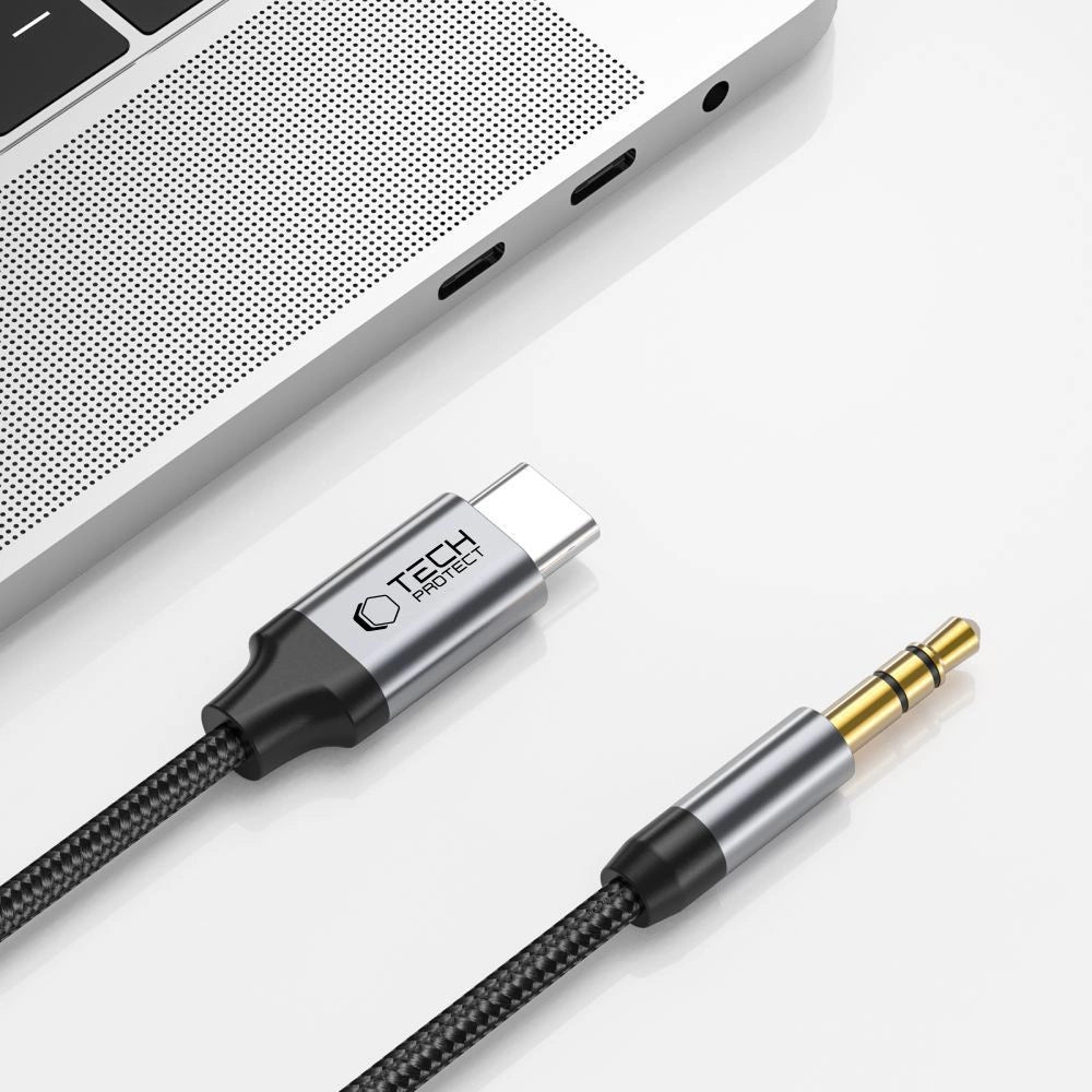 Tech-Protect UltraBoost audio USB-C / 3,5 mm mini jack kabel 1 m - sort