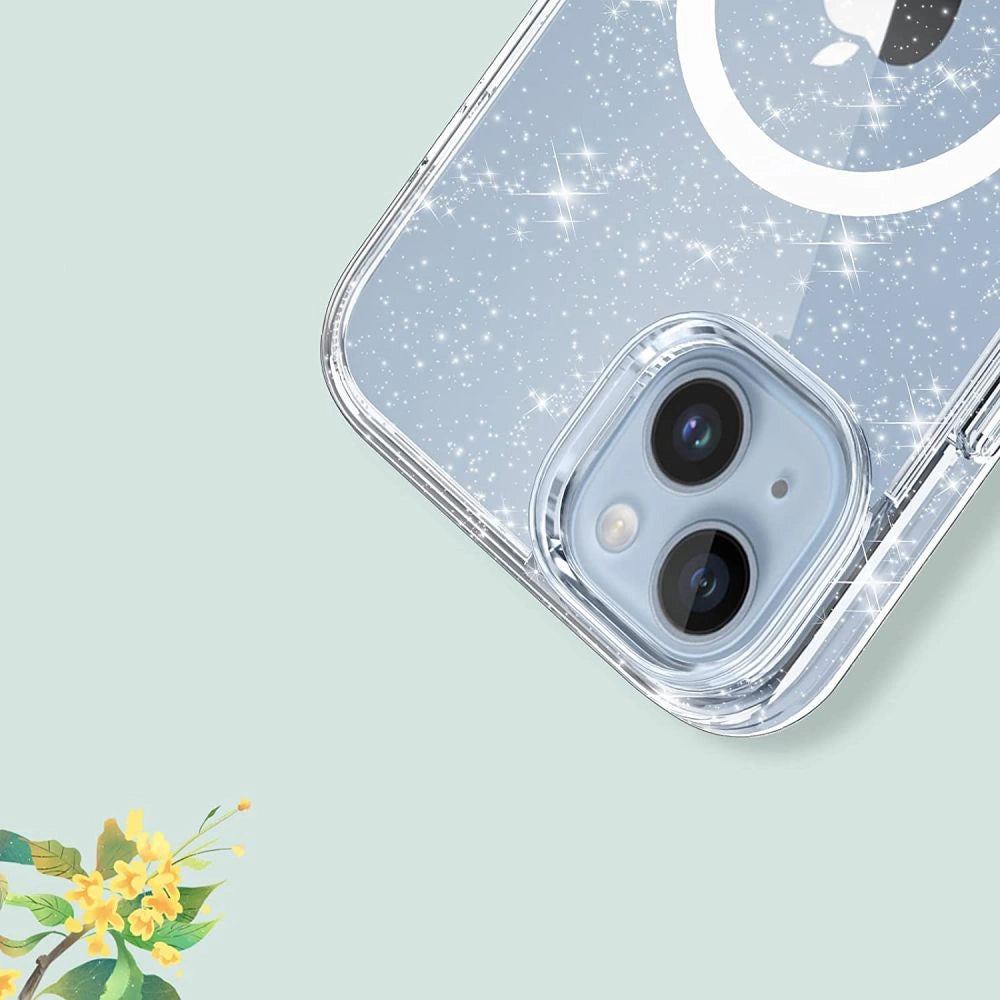 Tech-Protect FlexAir Hybrid MagSafe iPhone 13/14 Case - Clear Glitter