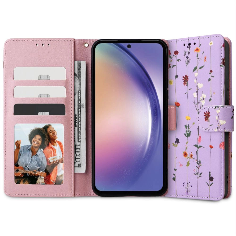 Tech-Protect Wallet Case til Samsung Galaxy A54 5G - Purple Flowers