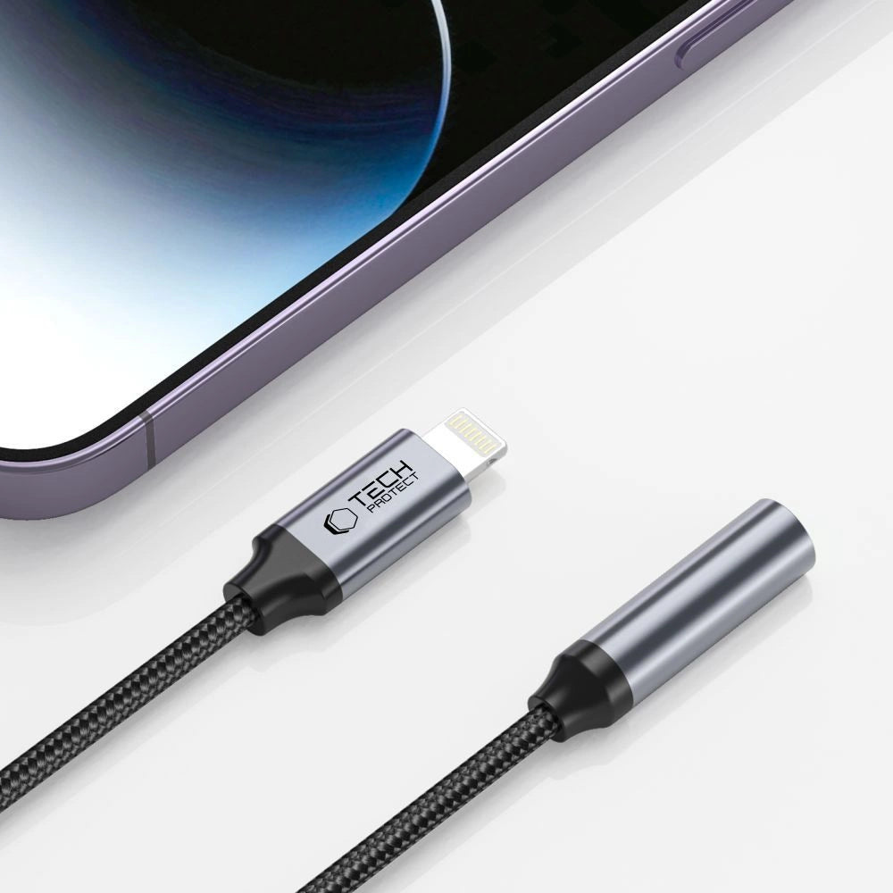 Tech-Protect UltraBoost Lightning / 3,5 mm mini jack adapter - sort