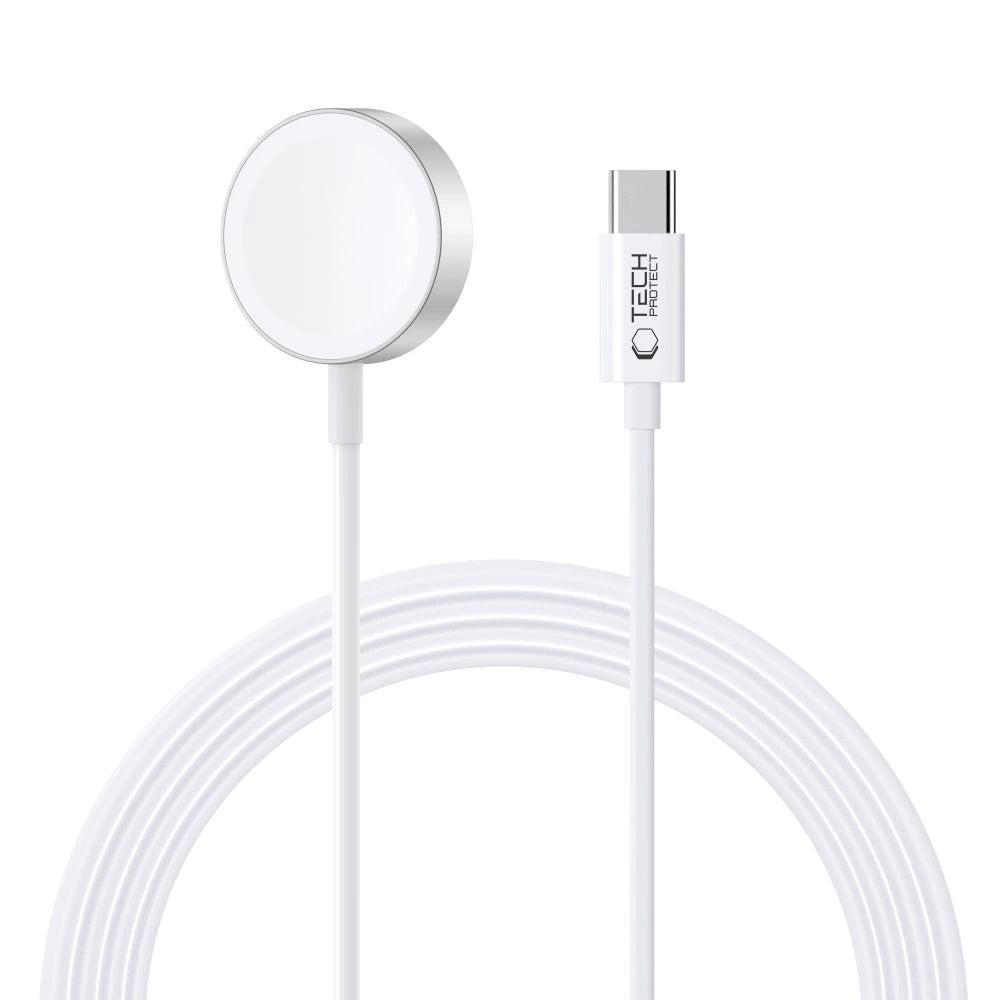 Tech-Protect UltraBoost magnetisk induktiv oplader med USB-C-stik til Apple Watch 1,2 m - hvid