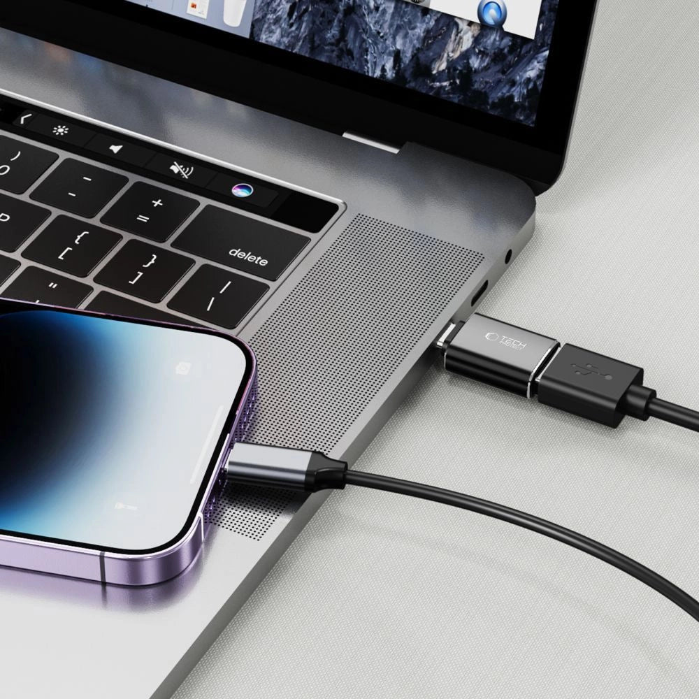 Tech-Protect UltraBoost USB-C (mandlig) / USB-A (kvindelig) OTG-adapter - sort