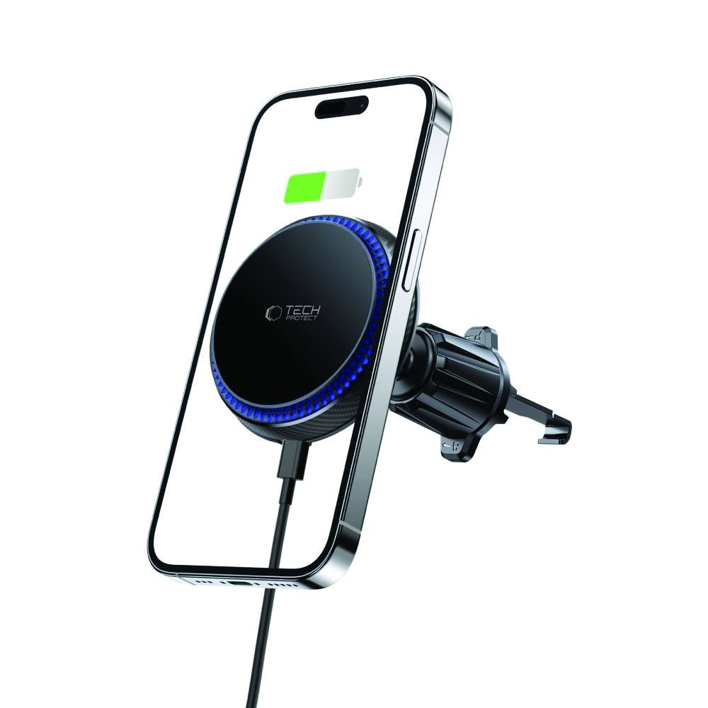 Tech-Protect MM15W-V4 biltelefonholder med MagSafe 15W induktiv oplader til luftventil - sort