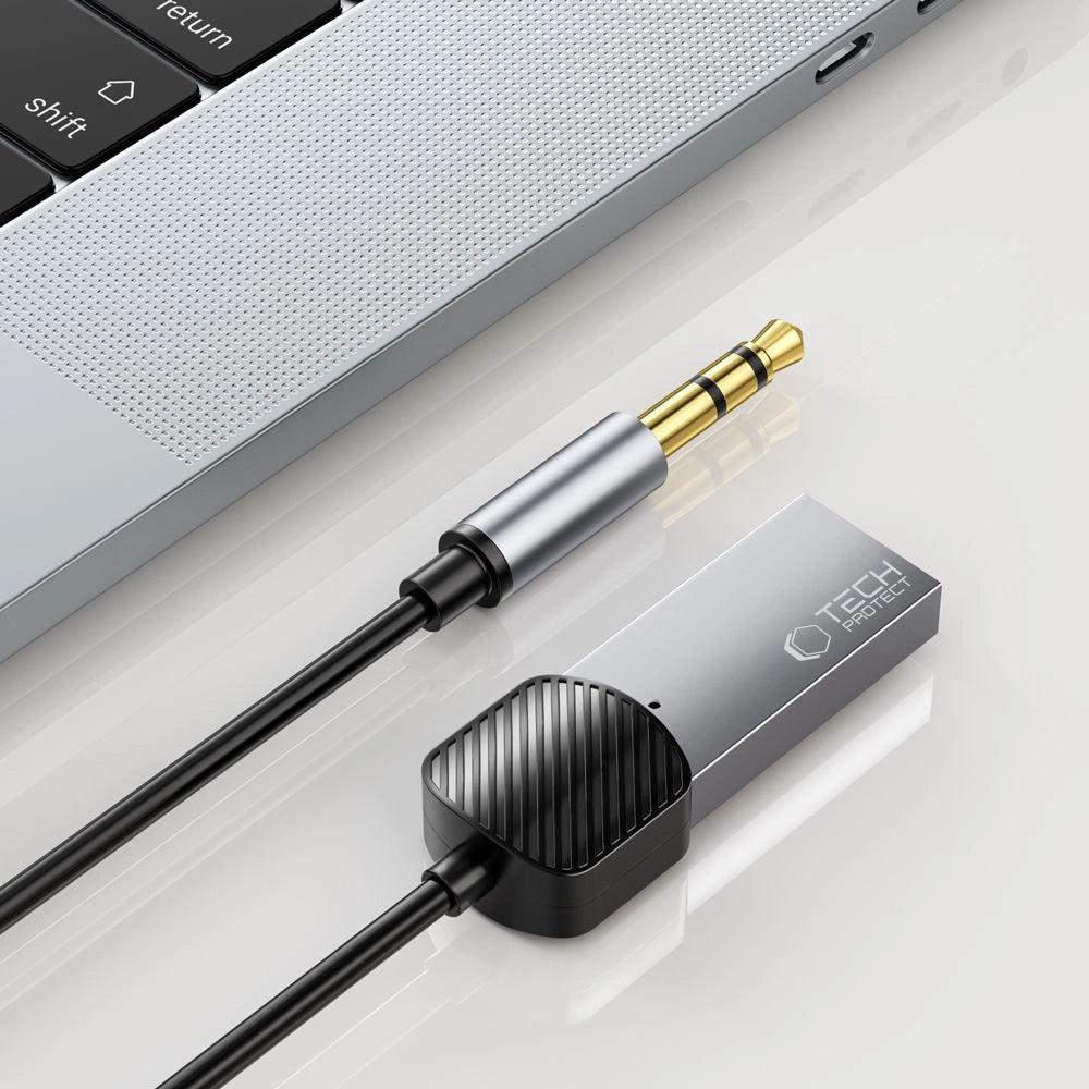 Tech-Protect UltraBoost lydadapter mini jack 3,5 mm (mand) / Bluetooth - grå