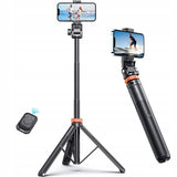 Tech-Protect L03S Bluetooth selfie stick med fjernbetjening, stativ op til 148cm og hoved 180 - sort