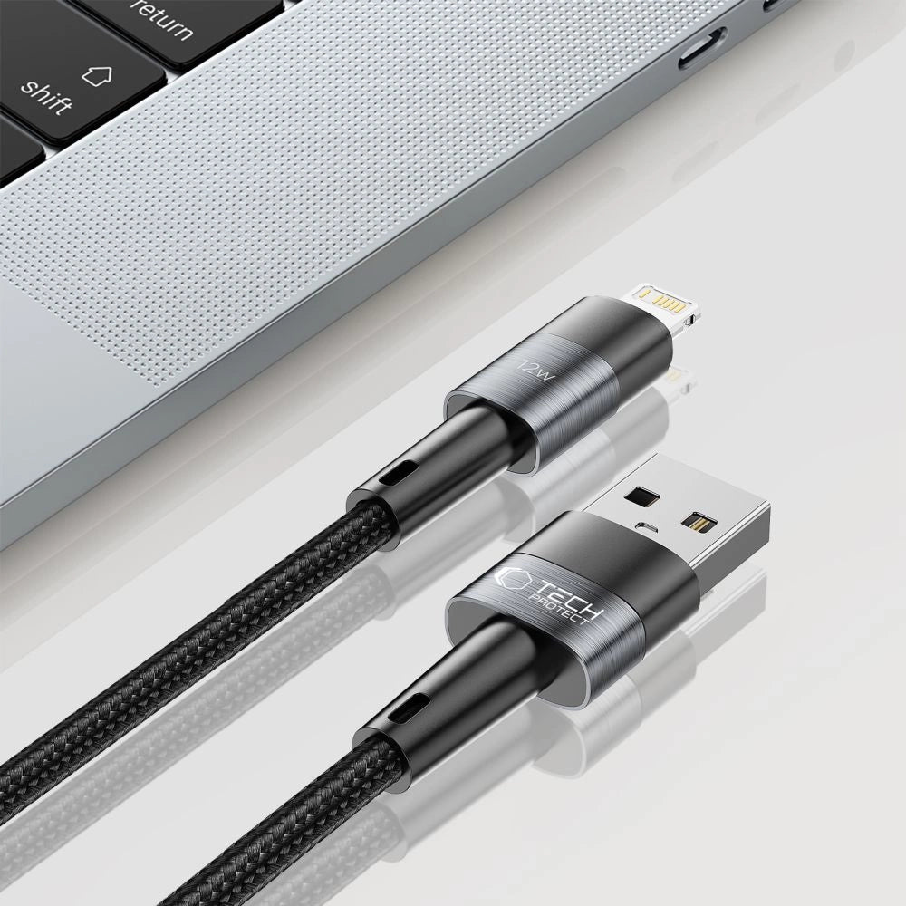 Tech-Protect UltraBoost Lightning / Lightning kabel 12W 2,4A 0,25m - grå