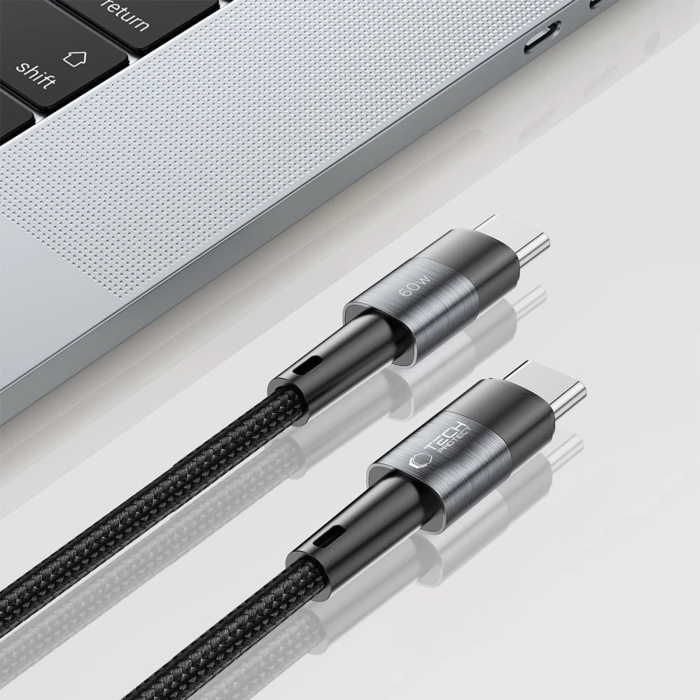 Tech-Protect UltraBoost USB-C / USB-C PD-kabel 60W 3A 0,25m - Grå