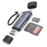 Tech-Protect UltraBoost SD/micro SD-kortlæser med USB-C/USB-A-kontakter - grå
