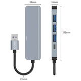 HUB Tech-Protect V0 5in1 USB-A - USB-A 3.0 / 3x USB-A 2.0 / USB-C - grå