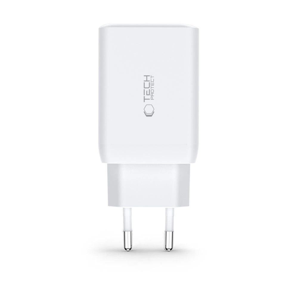 Tech-Protect C65W oplader 2x USB-C PD 65W / USB-A QC 3.0 - sort