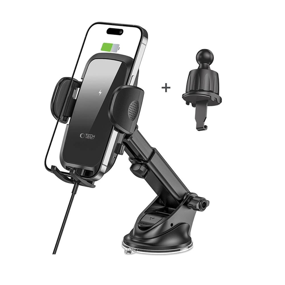 Tech-Protect CM15W-V1 Biltelefonholder med 15W induktiv oplader til cockpit/luftventil - sort