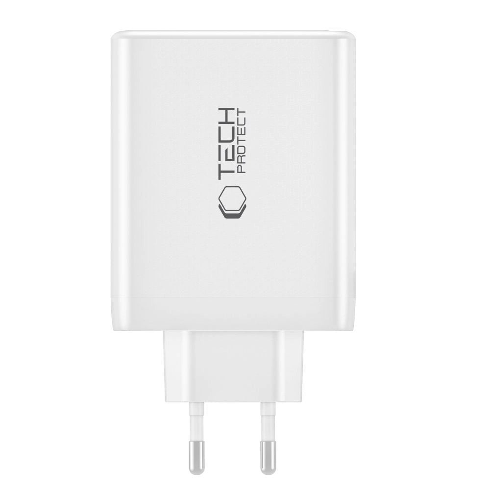 Tech-Protect NC100W-GAN oplader GaN 3x USB-C PD 100W / USB-A QC 3.0 - hvid