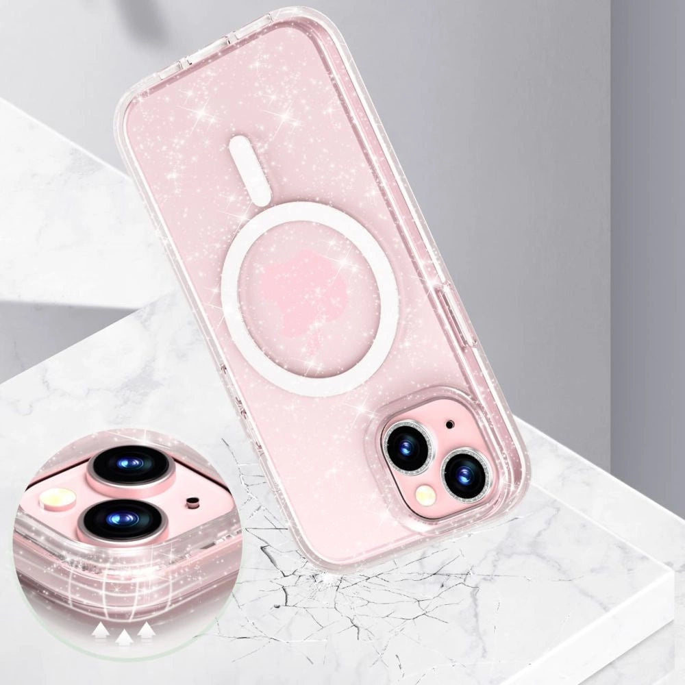 Tech-Protect FlexAir Hybrid MagSafe iPhone 15 Case - Klar Glitter
