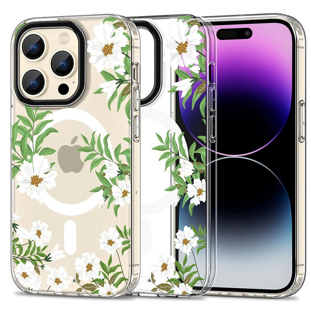Tech-Protect MagMood MagSafe-kasse til iPhone 15 Pro - daisies med blade