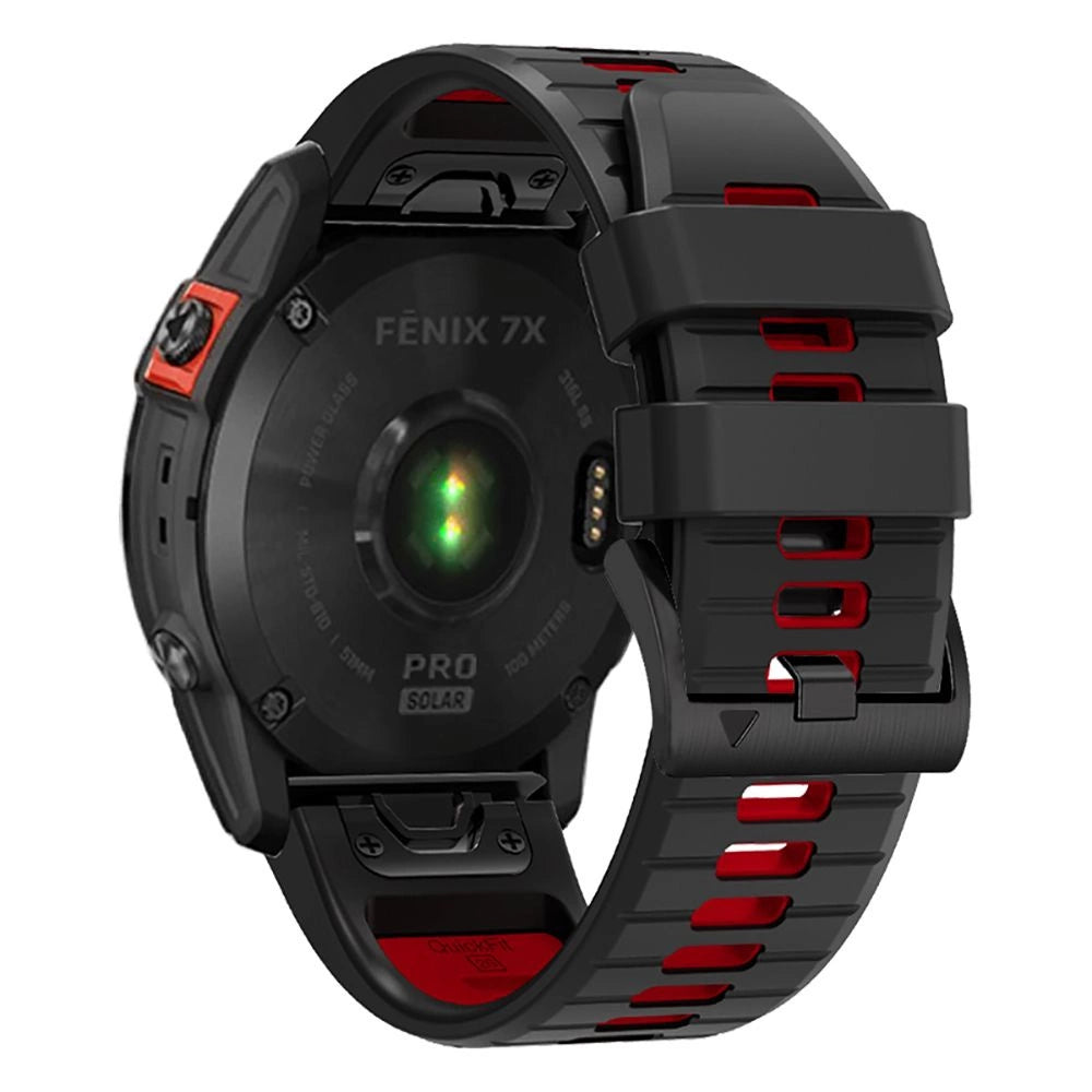 Tech-Protect IconBand Pro Strap til Garmin Fenix 3 / 5X / 3HR / 5X Plus / 6X / 6X Pro / 7X - sort/rød