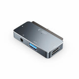 HUB Tech-Protect V6 4in1 USB-C - USB-A 3.0 / USB-C PD100W / HDMI / mini jack 3,5 mm - grå
