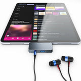 HUB Tech-Protect V6 4in1 USB-C - USB-A 3.0 / USB-C PD100W / HDMI / mini jack 3,5 mm - grå