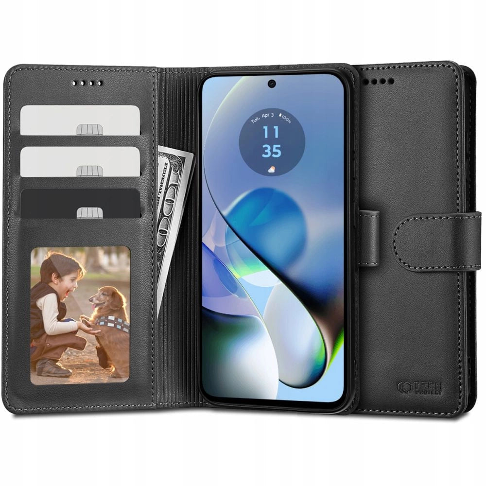 Tech-Protect Wallet Case til Motorola Moto G54 5G / G54 5G Power Edition - sort