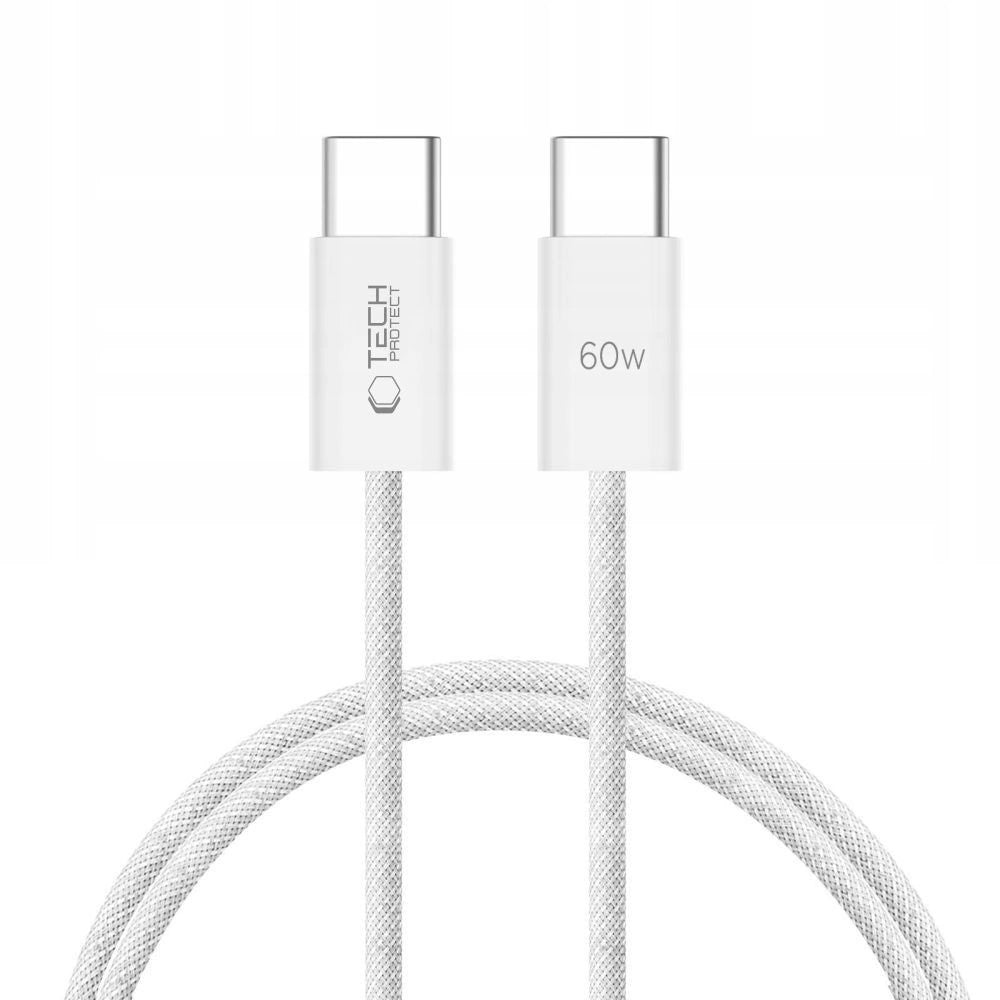 Tech-Protect UltraBoost Classic USB-C / USB-C PD-kabel 60W 3A 1m - hvid