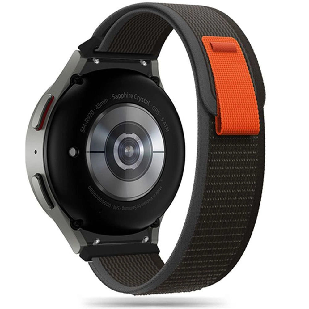 Tech-Protect Nylon Strap til Samsung Galaxy Watch 4/5/5 Pro/6/7/FE - sort og orange