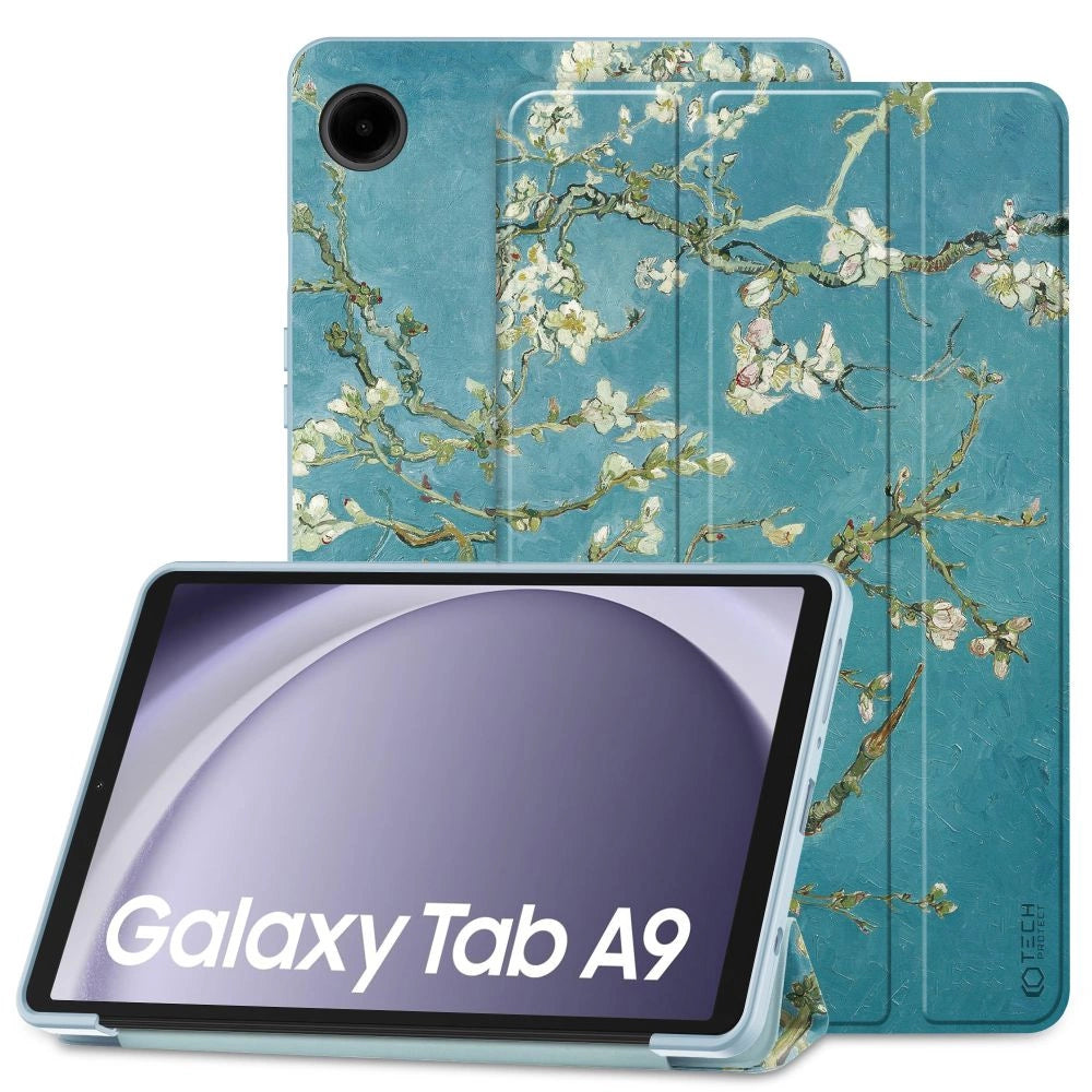 Tech-Protect SmartCase til Samsung Galaxy Tab A9 8.7" X110 / X115 - blå med sakura blomster
