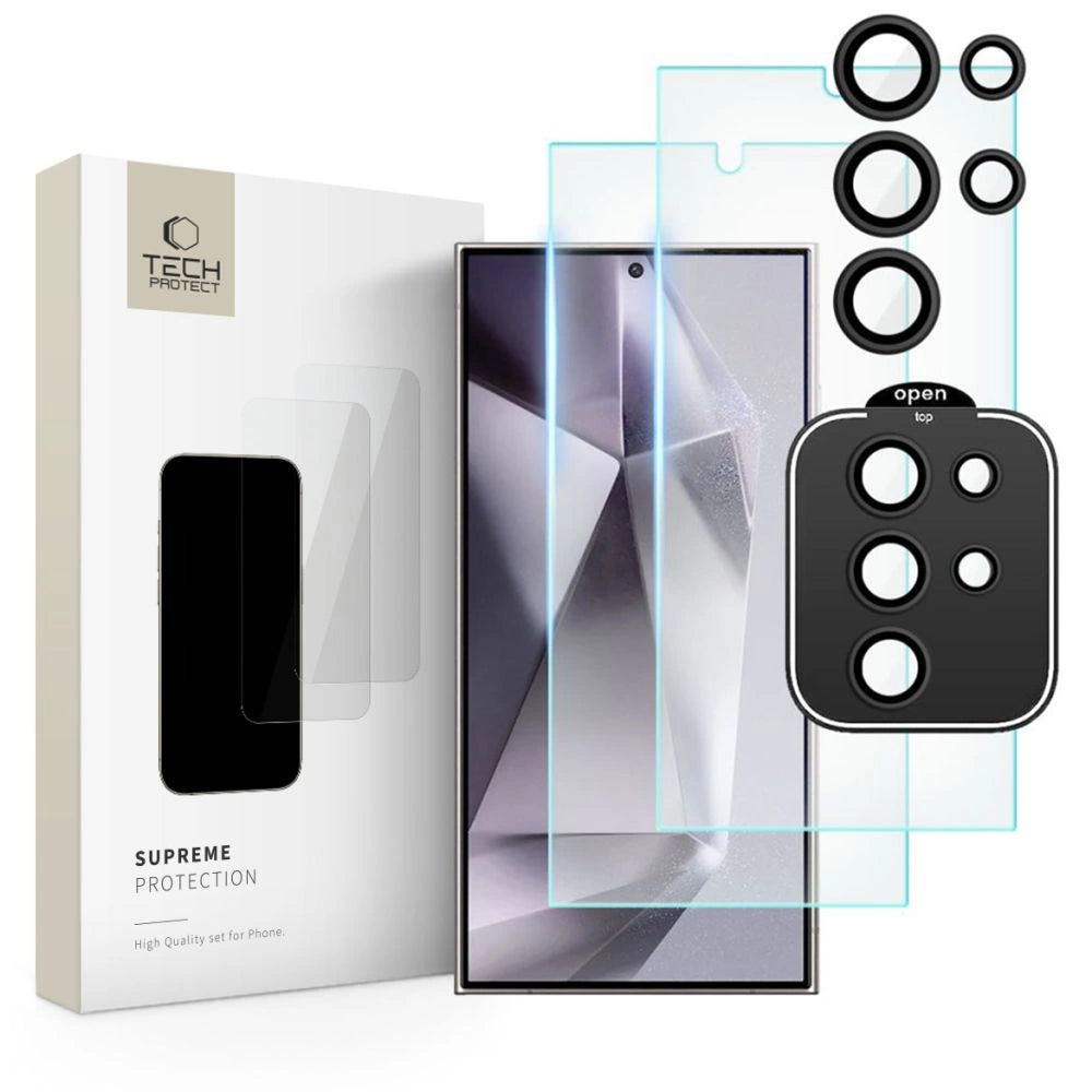 Tech-Protect Supreme Set til Samsung Galaxy S24 Ultra 2x hærdet glas til skærm / hærdet glas til kamera