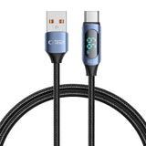 Tech-Protect UltraBoost-kabel med LED-skærm USB-C / USB-A 66W 6A 1m - Blå