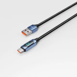 Tech-Protect UltraBoost-kabel med LED-skærm USB-C / USB-A 66W 6A 1m - Blå