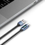 Tech-Protect UltraBoost-kabel med LED-skærm USB-C / USB-A 66W 6A 1m - Blå