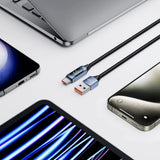 Tech-Protect UltraBoost-kabel med LED-skærm USB-C / USB-A 66W 6A 1m - Blå