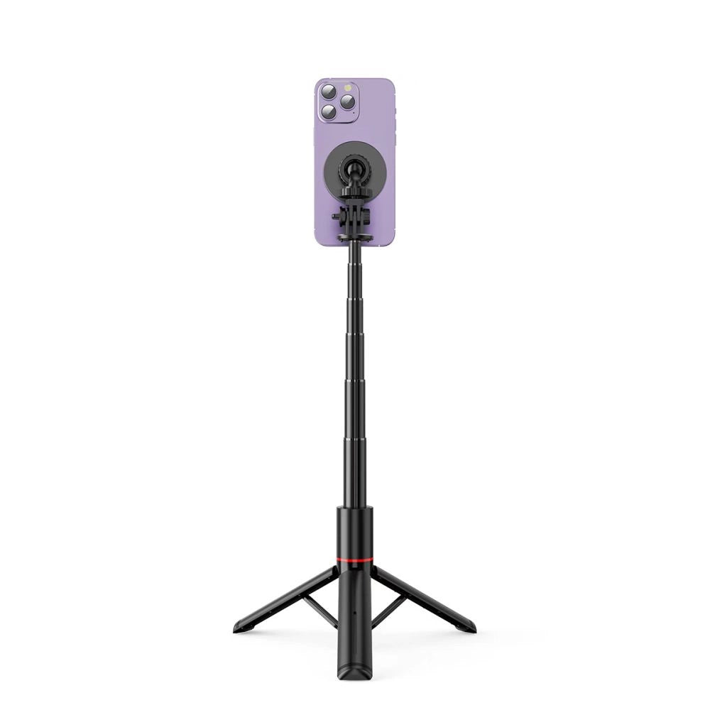Tech-Protect L06S Bluetooth magnetisk selfie stick med MagSafe, fjernbetjening, stativ op til 82cm og 360 hoved - sort