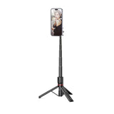 Tech-Protect L06S Bluetooth magnetisk selfie stick med MagSafe, fjernbetjening, stativ op til 82cm og 360 hoved - sort
