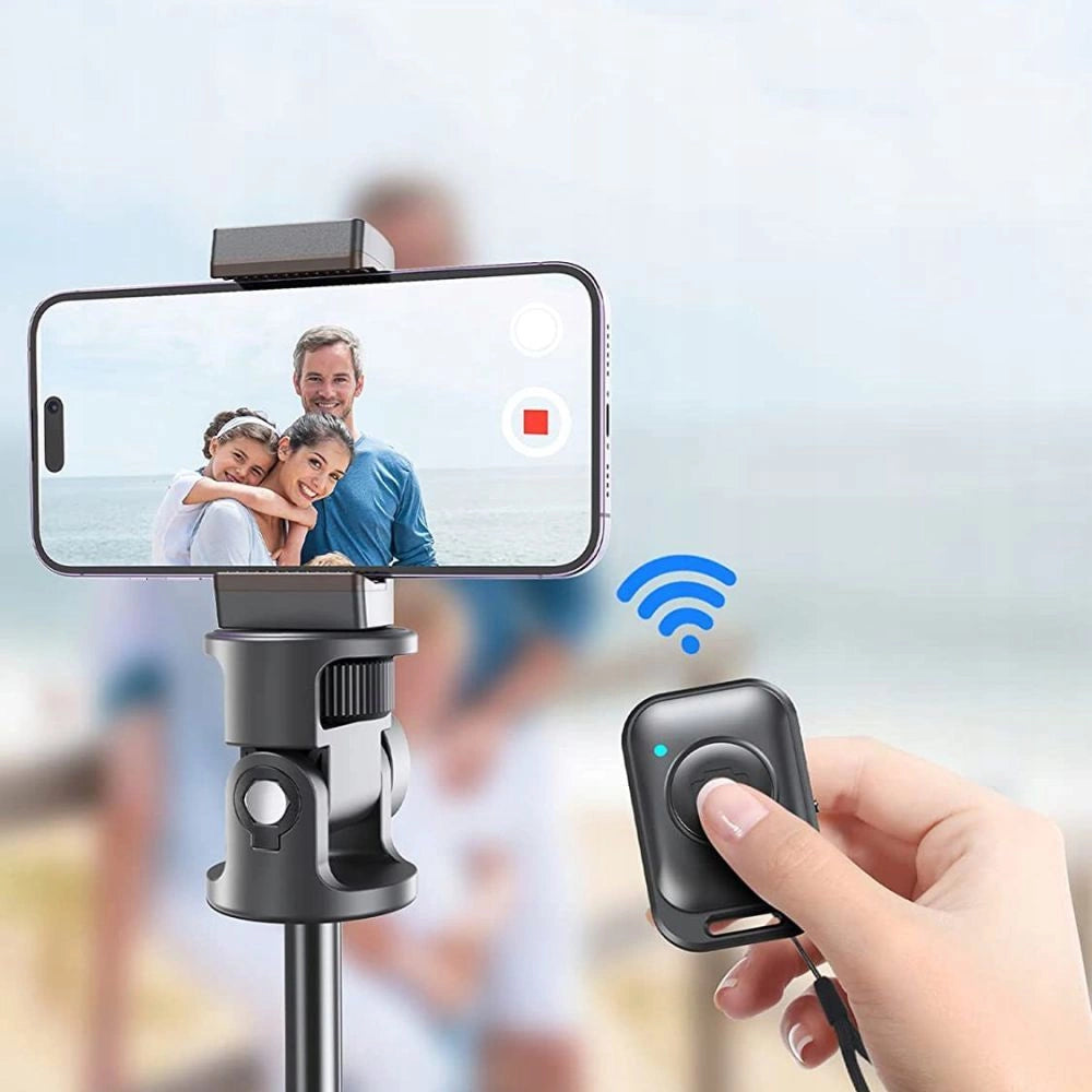 Tech-Protect L03S Bluetooth selfie stick med fjernbetjening, stativ op til 148 cm og 180 hoved - hvid