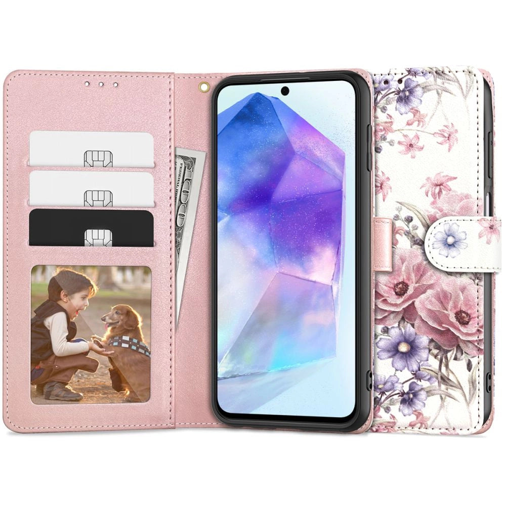 Tech-Protect Wallet Case til Samsung Galaxy A55 5G - Pink Flowers
