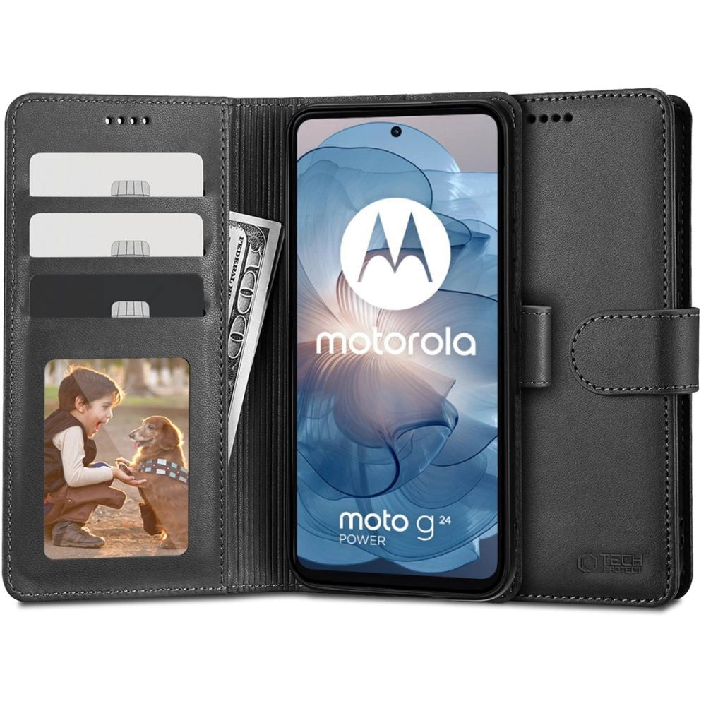 Tech-Protect Wallet Case til Motorola Moto G24 / G24 Power / G04 - sort