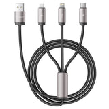 Tech-Protect UltraBoost 3in1 USB-A - Lightning / USB-C / micro USB 3.5A kabel 1m - grå