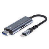 Tech-Protect UltraBoost SD/micro SD-kortlæser med Lightning/USB-A-stik - grå