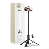 Tech-Protect L08S Bluetooth Selfie Stick med fjernbetjening, Stativ op til 141 cm - sort