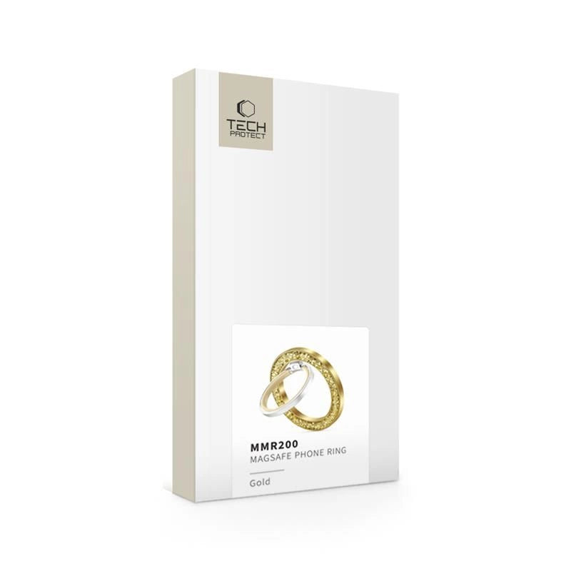 Tech-Protect MMR200 magnetholder / ring med MagSafe - guld med krystaller