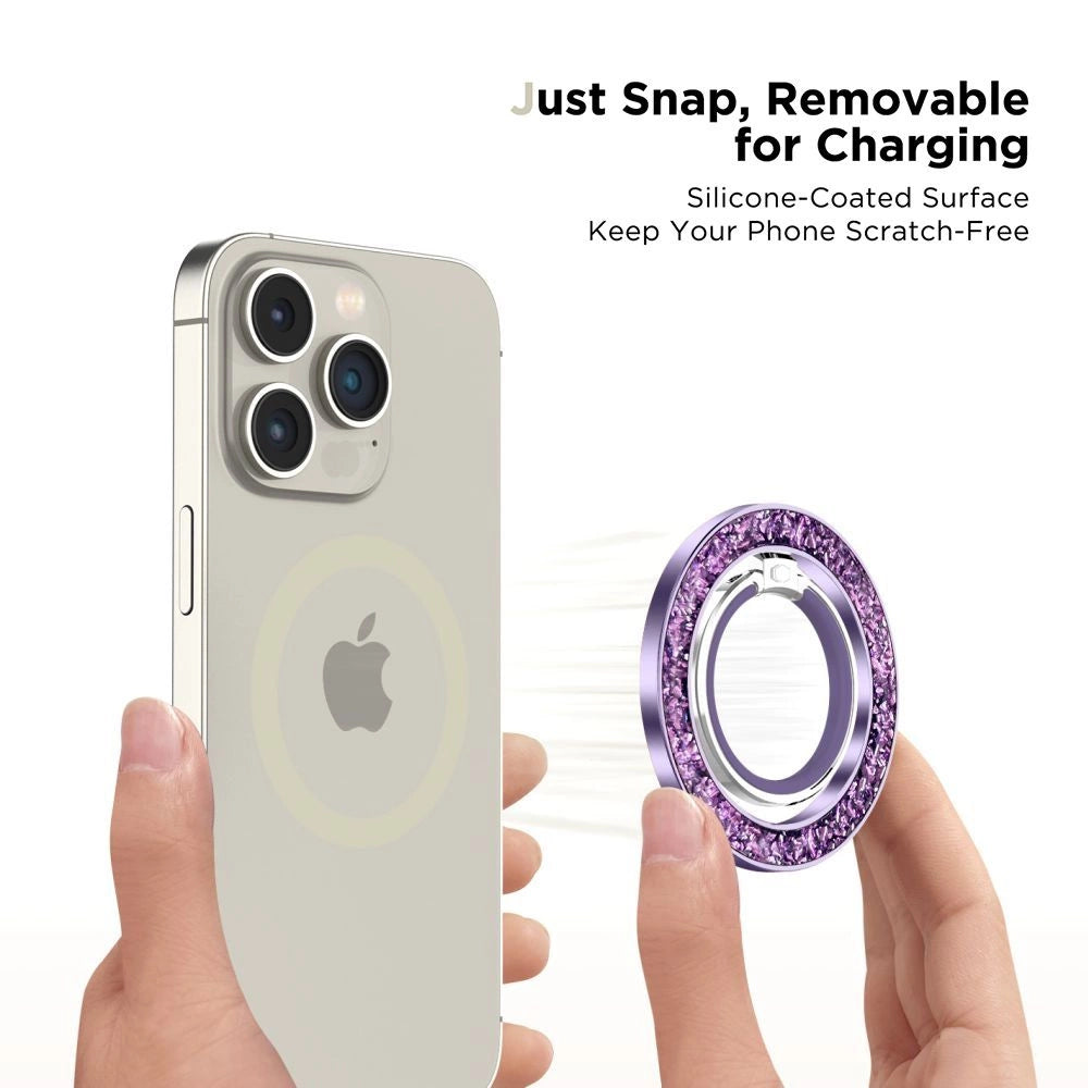 Tech-Protect MMR200 magnetholder / ring med MagSafe - lilla med krystaller