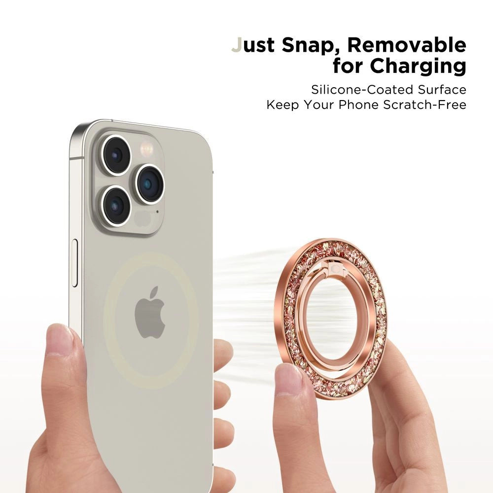 Tech-Protect MMR200 magnetholder / ring med MagSafe - lyserød med krystaller