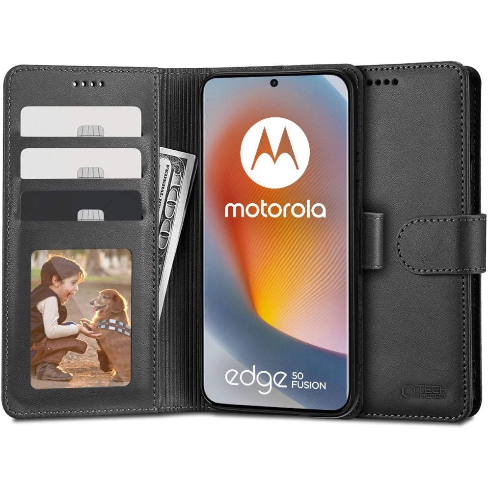 Tech-Protect Wallet Case til Motorola Edge 50 Fusion 5G - sort